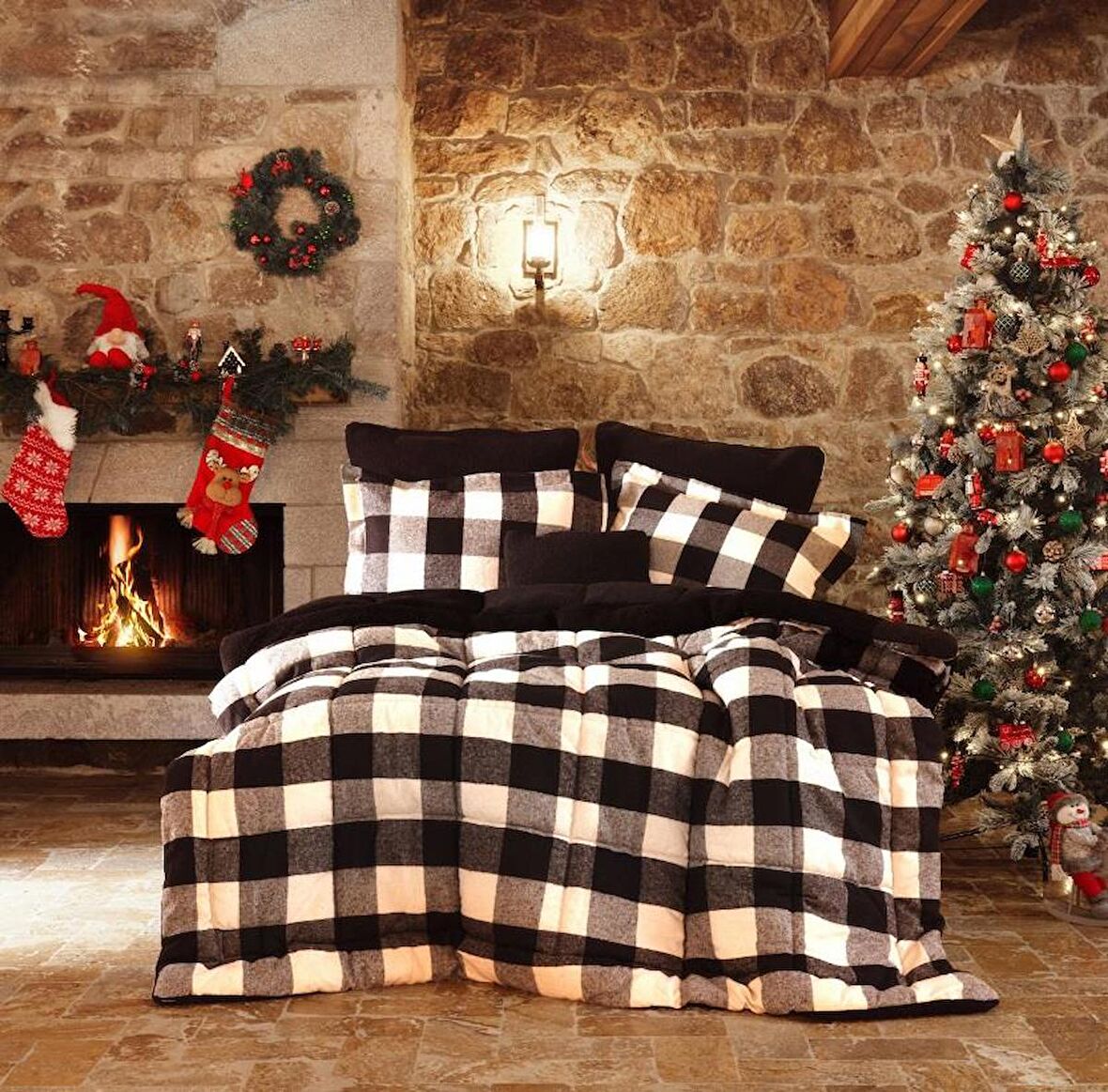 Karaca Home Cozy Comfort Set Çift Kişilik Mountain Siyah/Beyaz