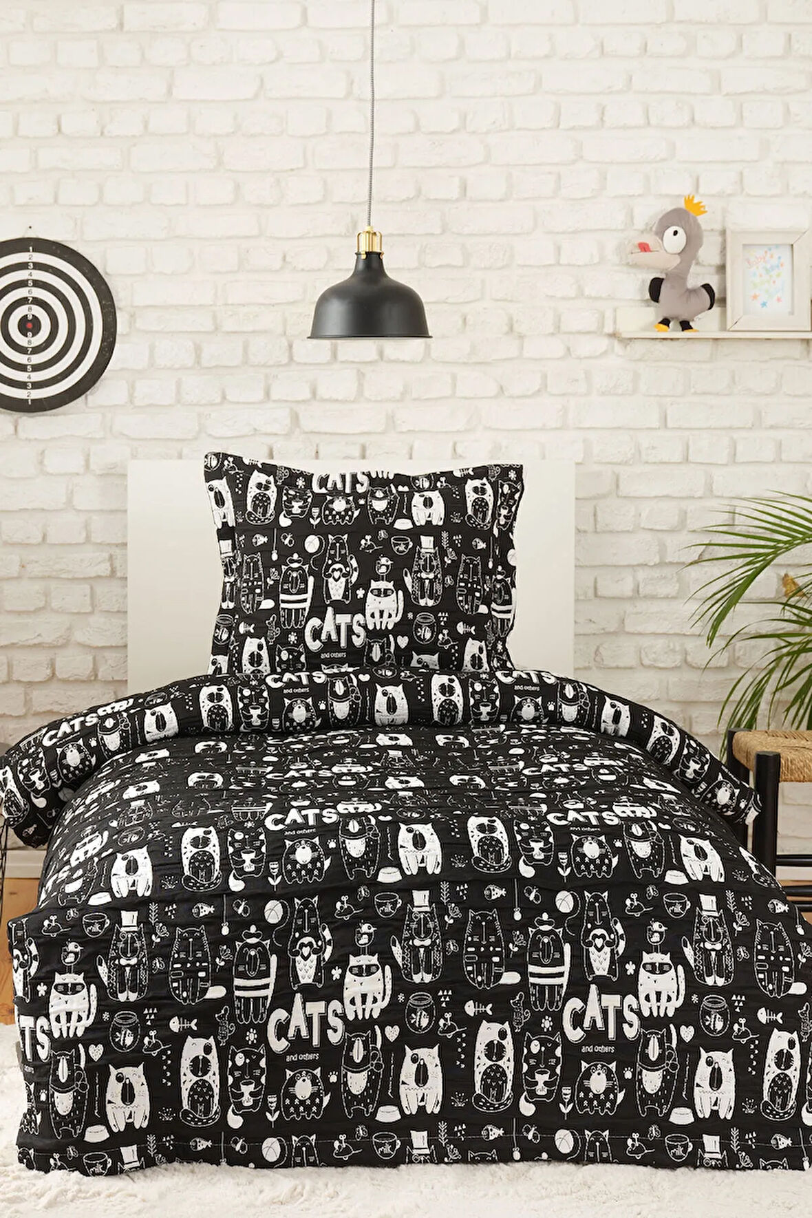 Karaca Home Young Cats Siyah Tek Kişilik Yatak Örtüsü 160x240 cm