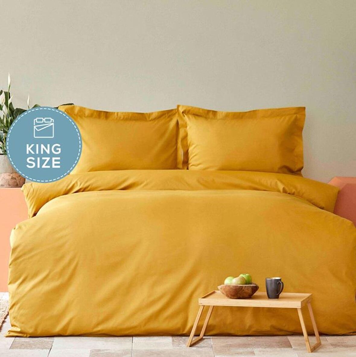 Karaca Home Back To Basıc Açık Hardal Çift Kişilik %100 Pamuk King Size Nevresim Takımı