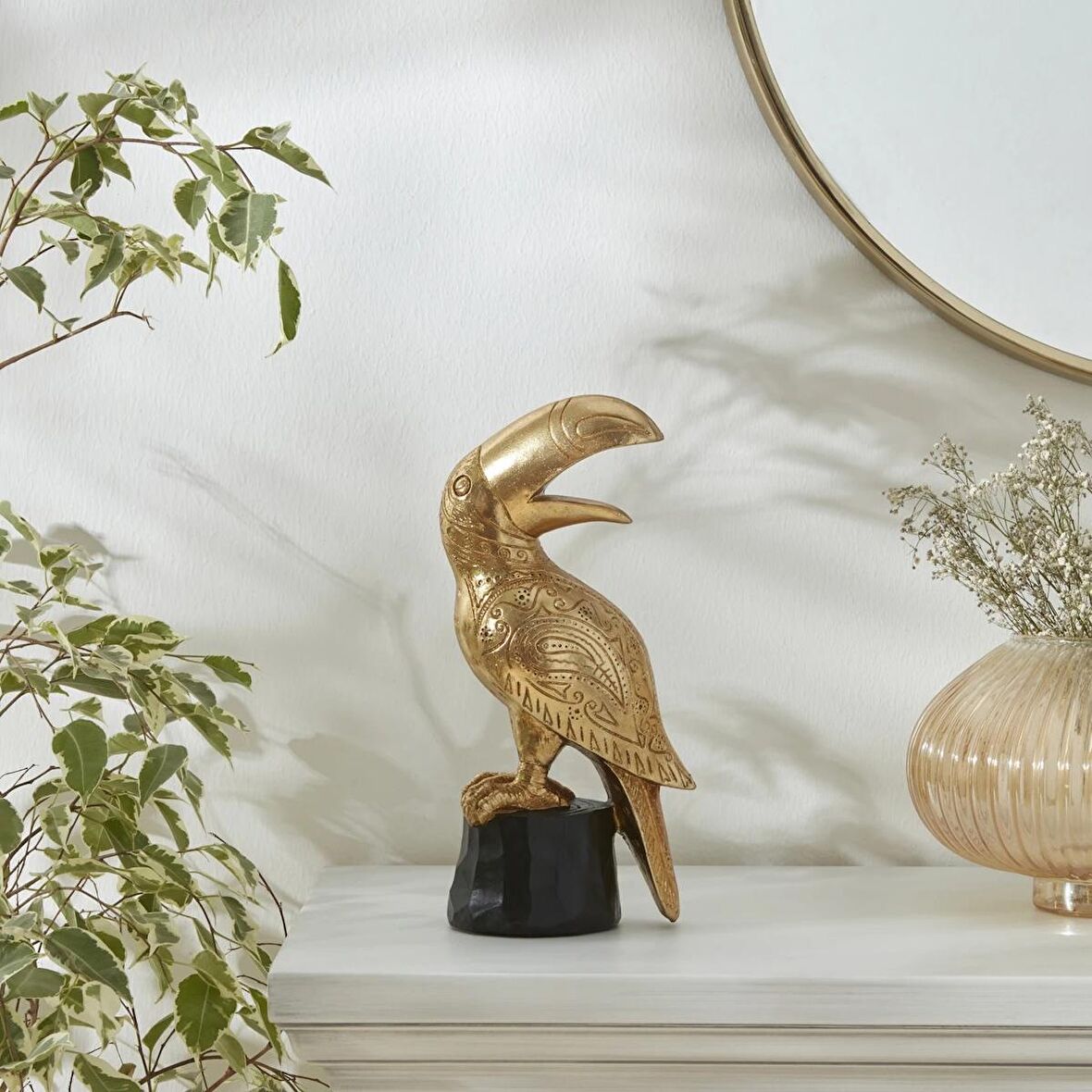 Karaca Home Toucan Biblo 14.5x9.5x30.5 cm Gold
