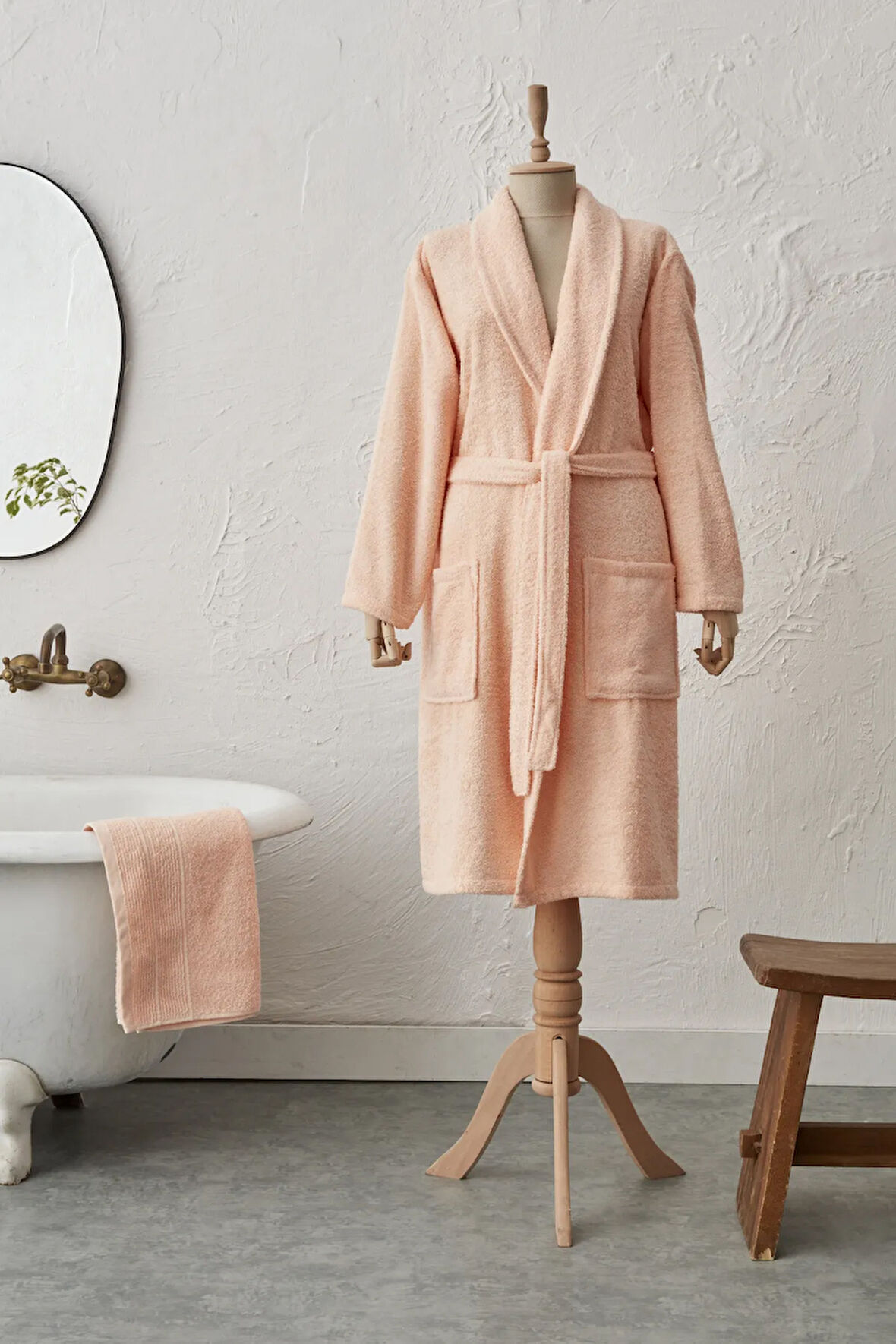 Karaca Home Judi %100 Pamuk Bornoz Seti S/M Blush