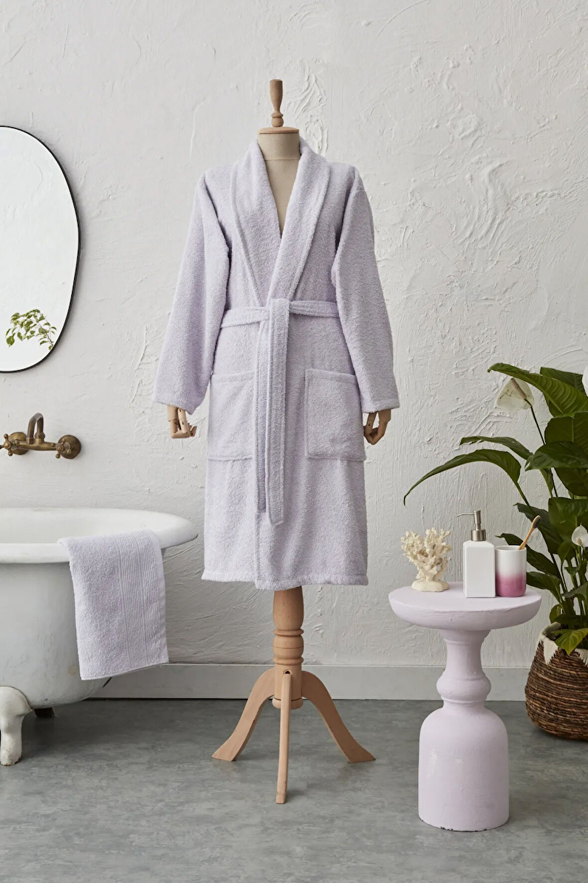 Karaca Home Judi %100 Pamuk Bornoz Seti L/XL Lila