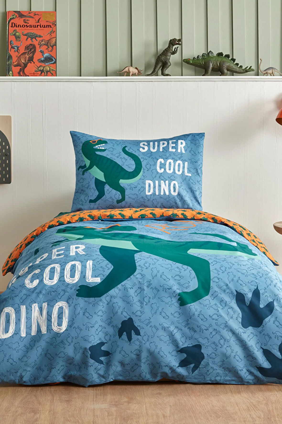 Karaca Home Young Cool Dino %100 Pamuk Tek Kişilik Nevresim Takımı Yeşil