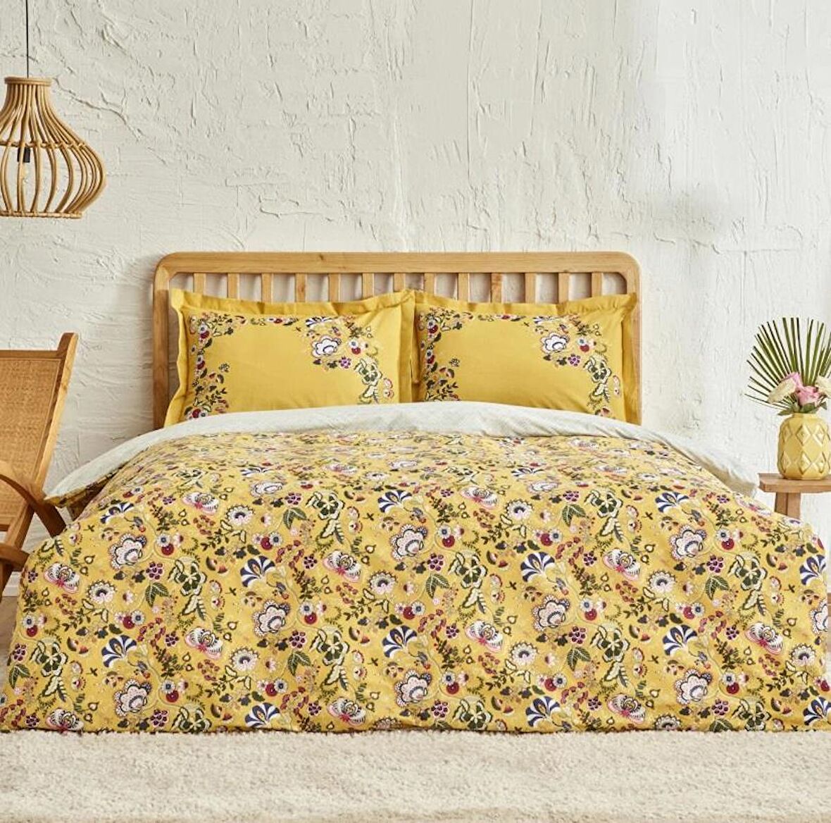 Karaca Home Lansy Sarı %100 Pamuk Tek Kişilik Nevresim Takımı