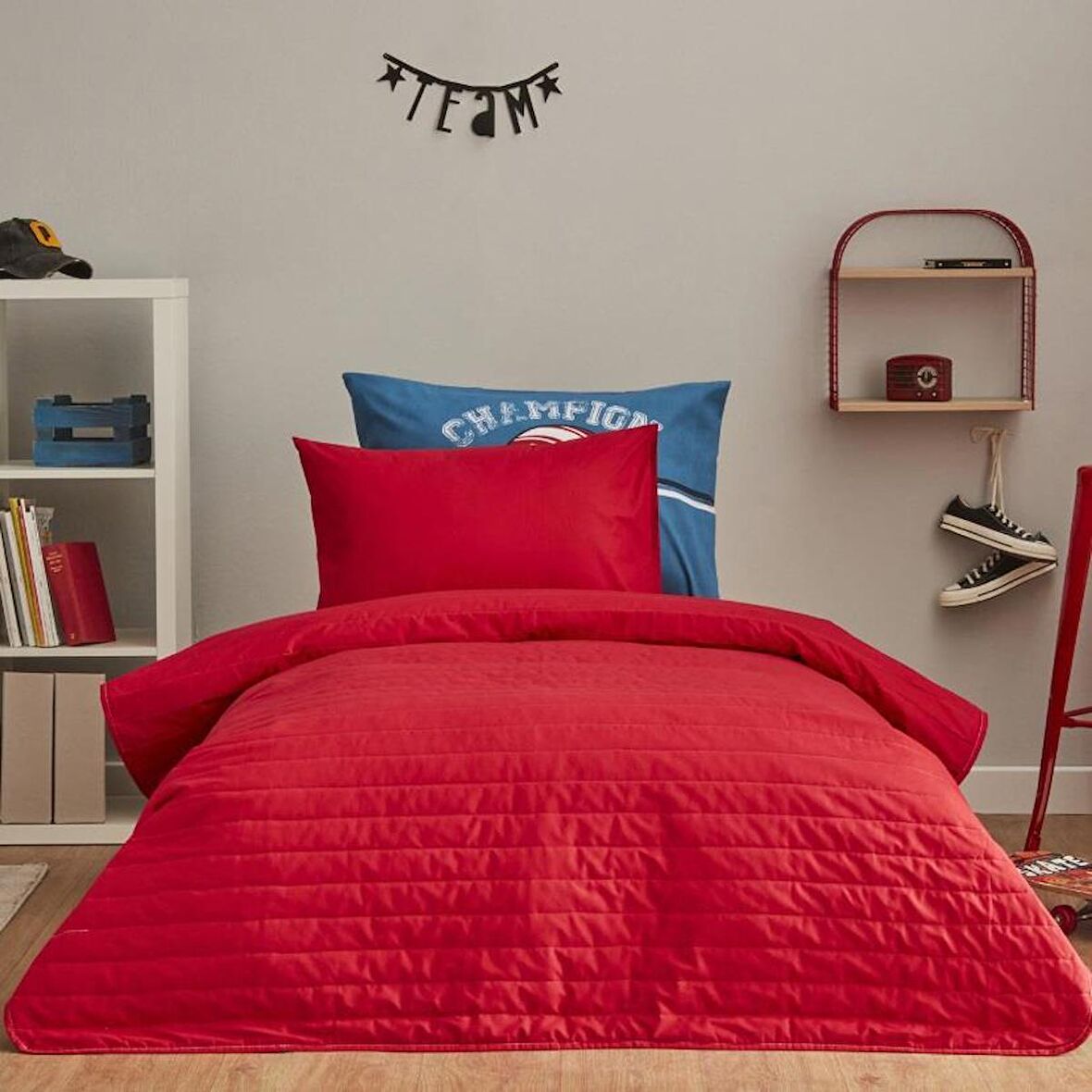 Karaca Home Yatak Örtüsü Takımı Tek Kişilik Young Visto Kırmızı