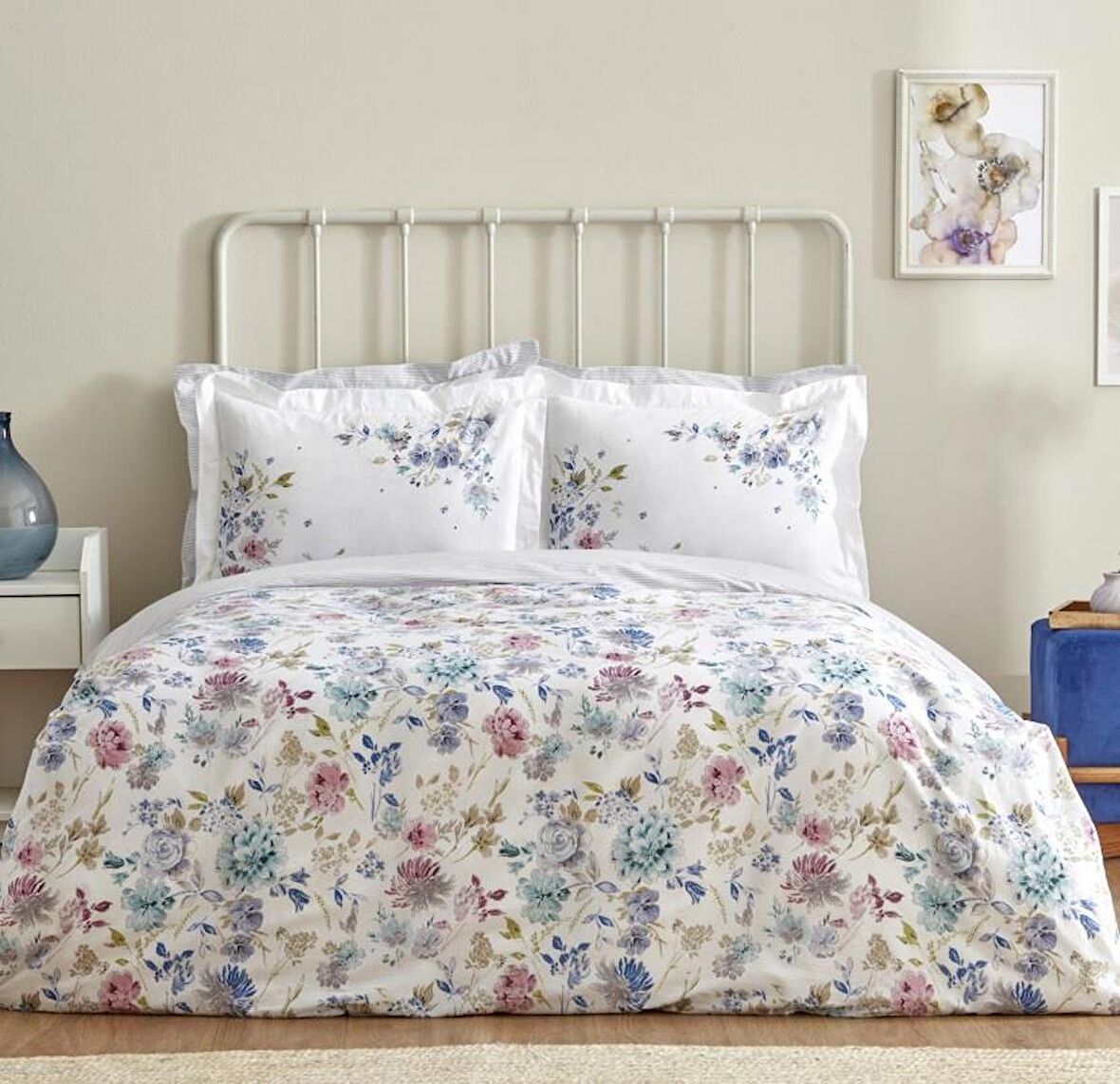 Karaca Home Floral Lila %100 Pamuk Rnf Tek Kişilik Nevresim Takımı