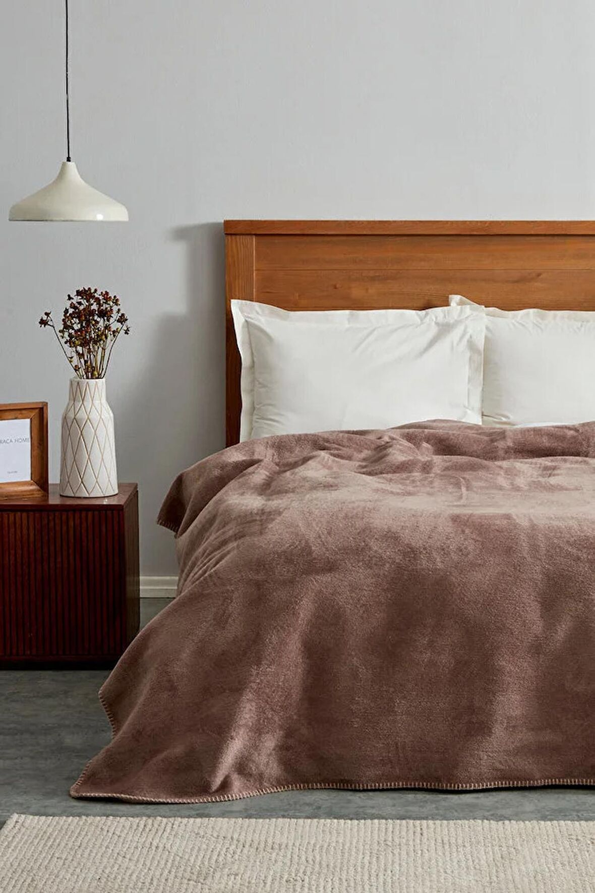 Saye Çift Kişilik Double Pamuk Battaniye Vizon-Bej