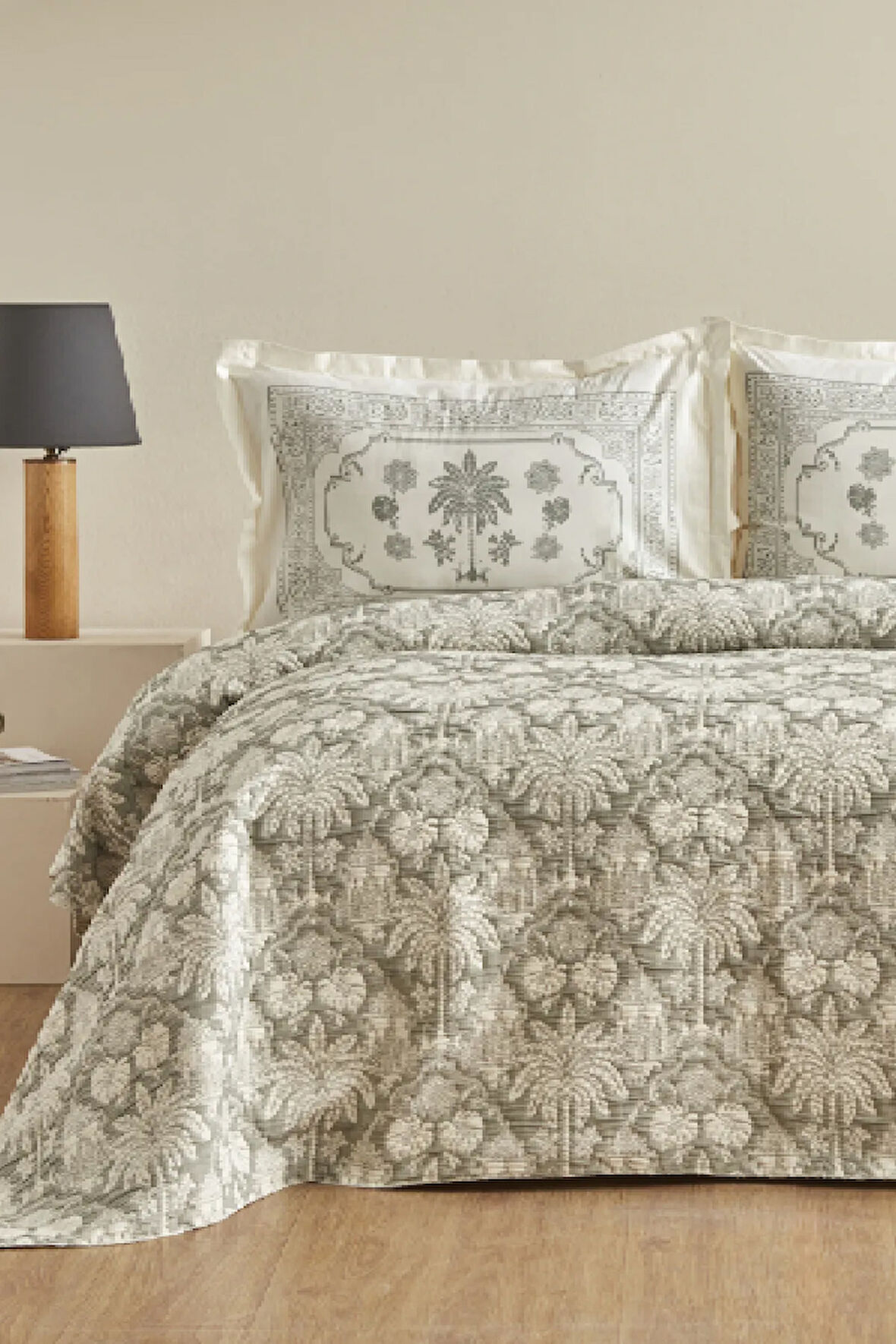 Karaca Home Palm Çift Kişilik Yatak Örtüsü Seti Mint