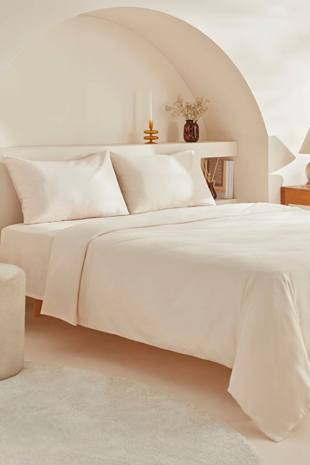 Karaca Home Charm Sion %100 Pamuk Jakarlı Saten Çift Kişilik Nevresim Takımı Ekru