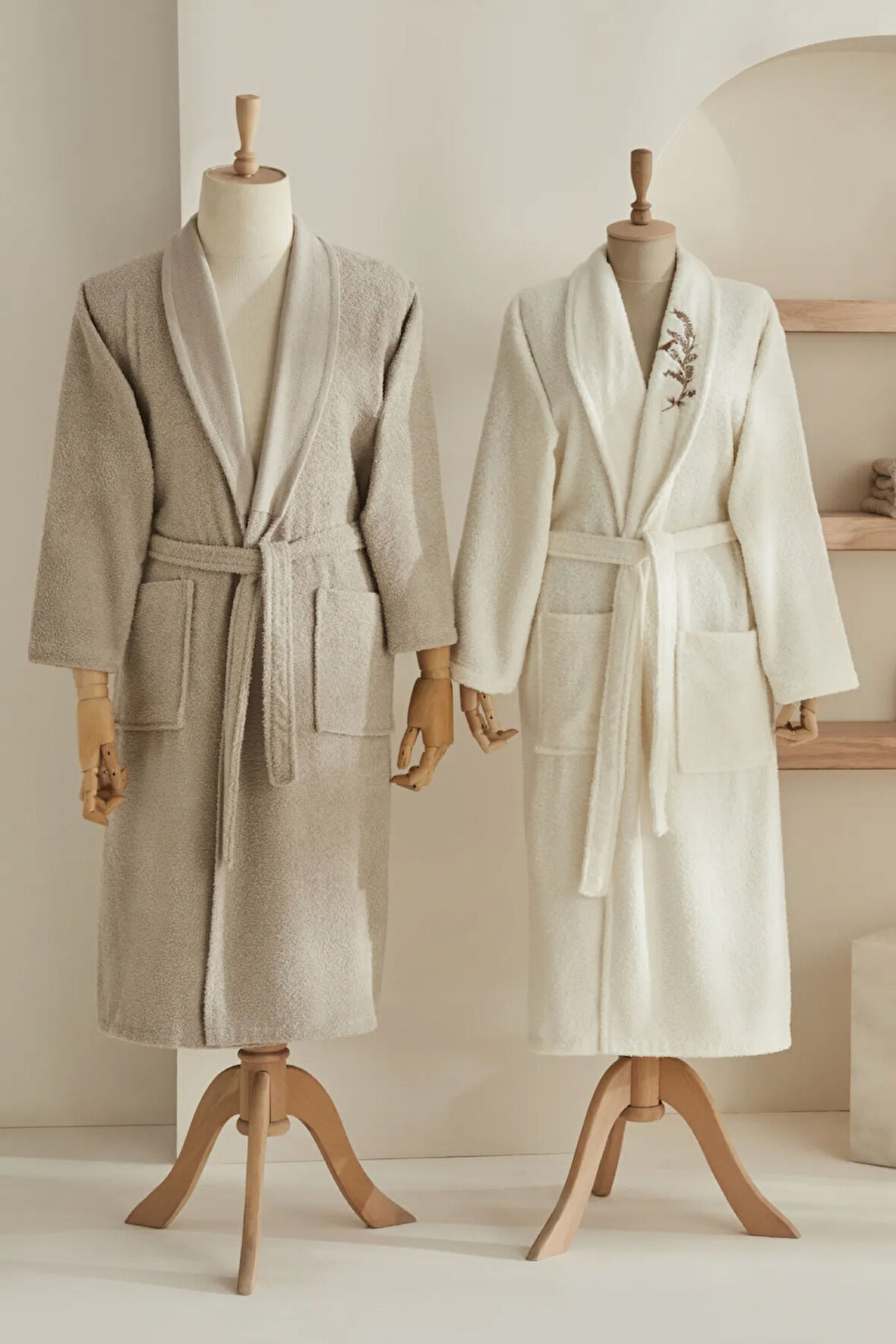 Karaca Home Bird %100 Pamuk Aile Banyo Seti Krem-Açık Gri