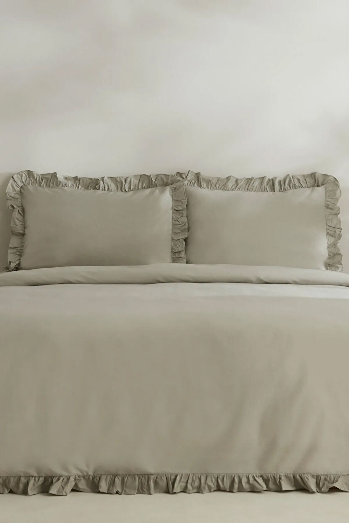 Karaca Home Pure Ruffle %100 Pamuk Tek Kişilik Nevresim Takımı Adaçayı