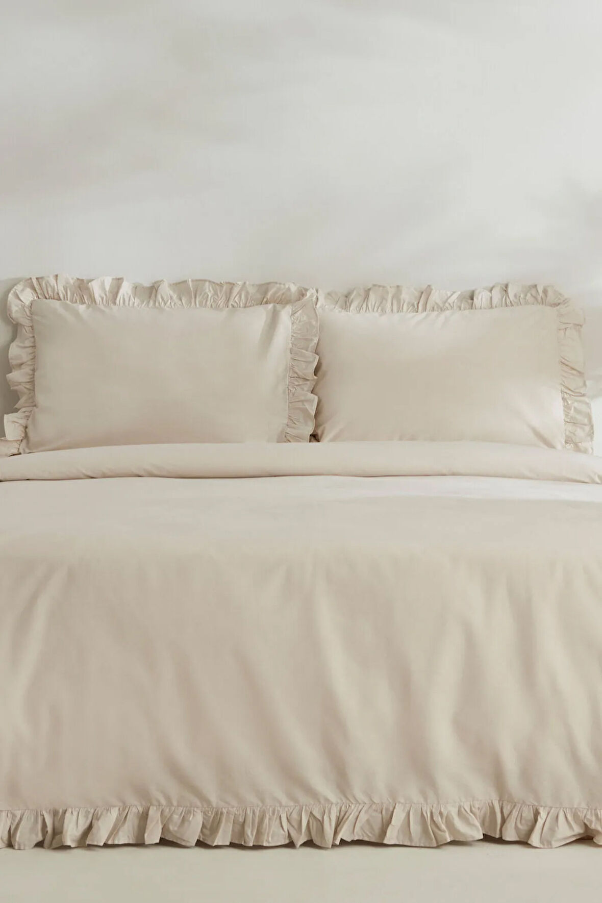 Karaca Home Pure Ruffle %100 Pamuk Tek Kişilik Nevresim Takımı Ekru