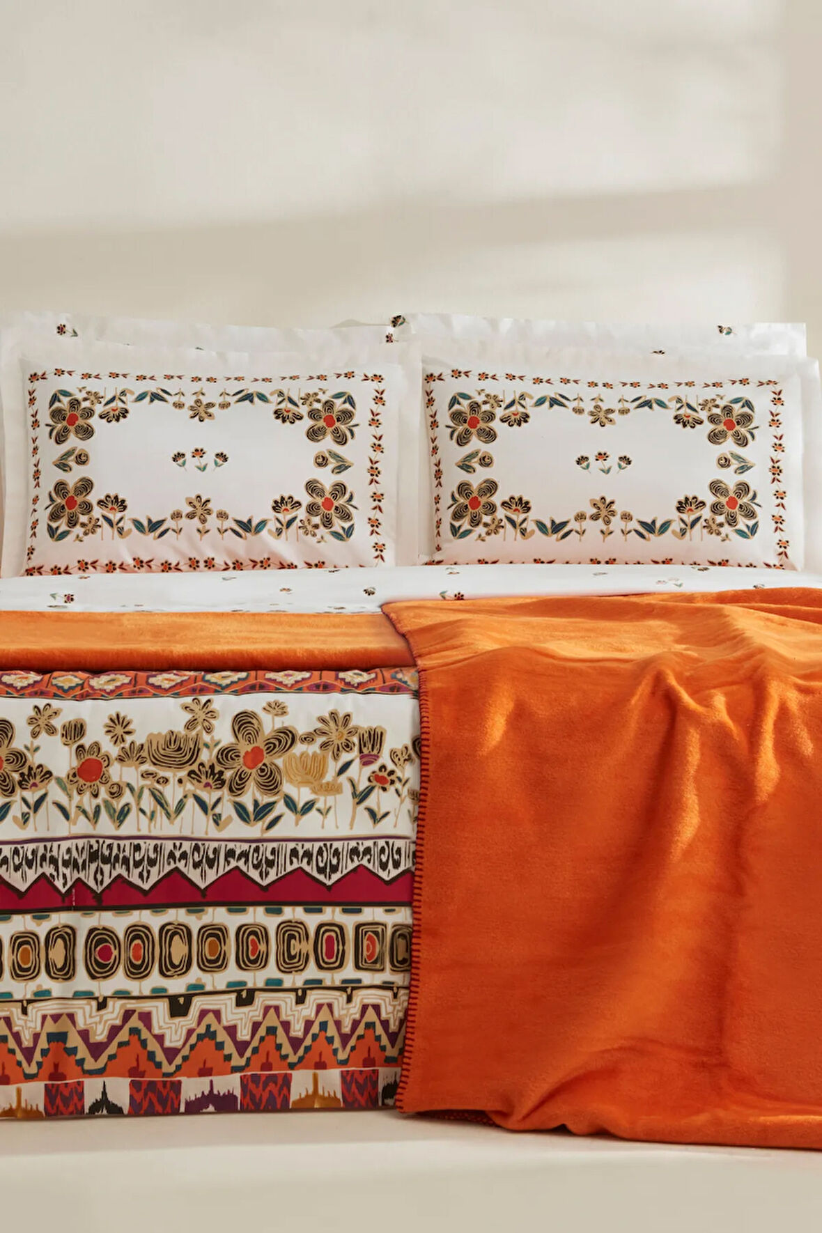 Karaca Home Runa %100 Pamuk Çift Kişilik Nevresim Takımı Battaniye 