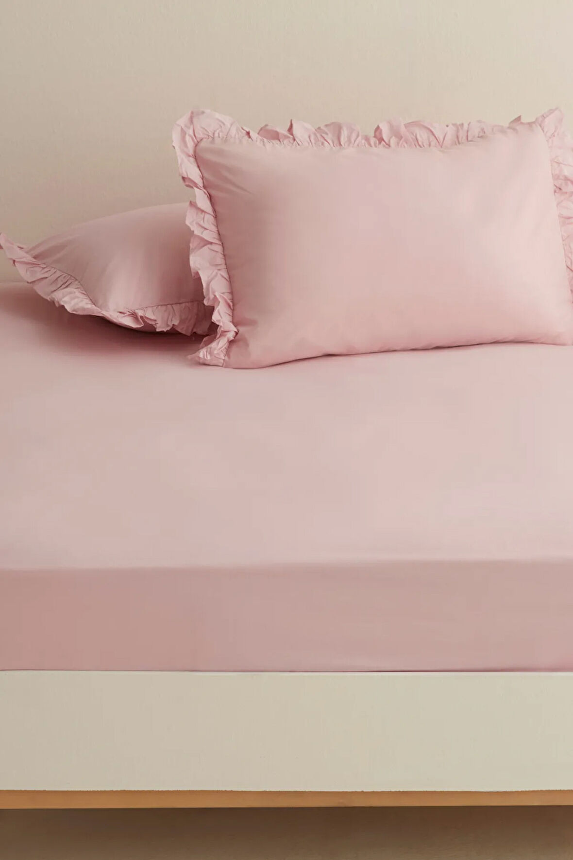 Karaca Home Basic %100 Pamuk King Kişilik Düz Çarşaf Pudra