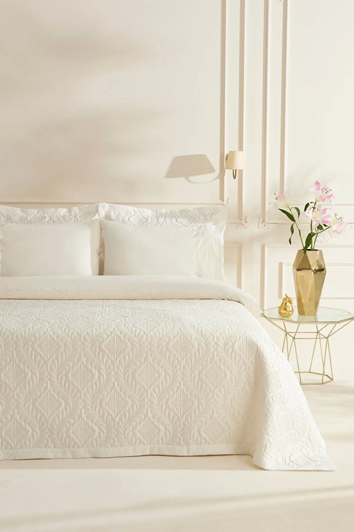 Karaca Home Glory Çift Kişilik %100 Pamuk 7 Parça Düet Set Ekru