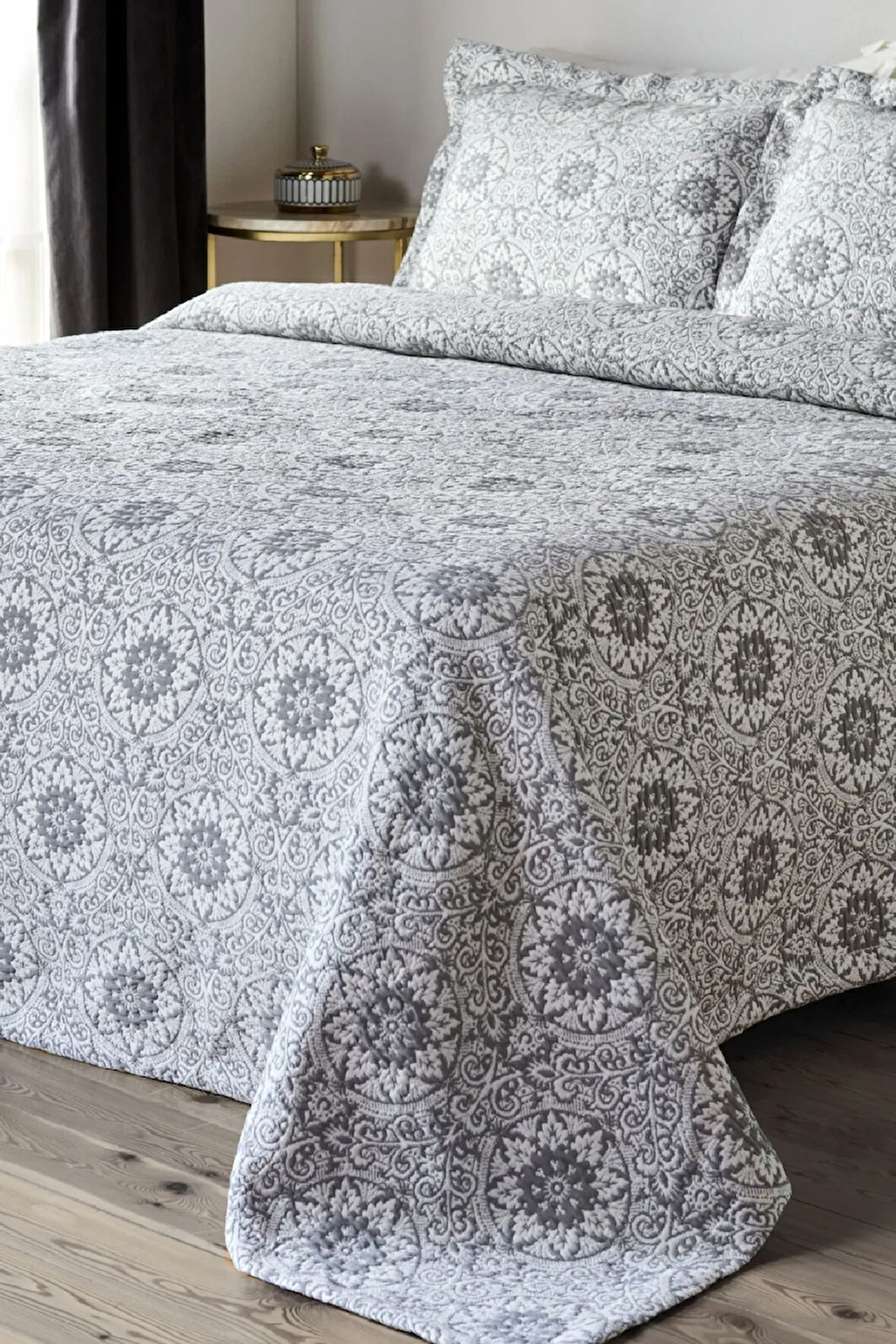 Karaca Home Oriental Çift Kişilik Yatak Örtüsü Set Antrasit