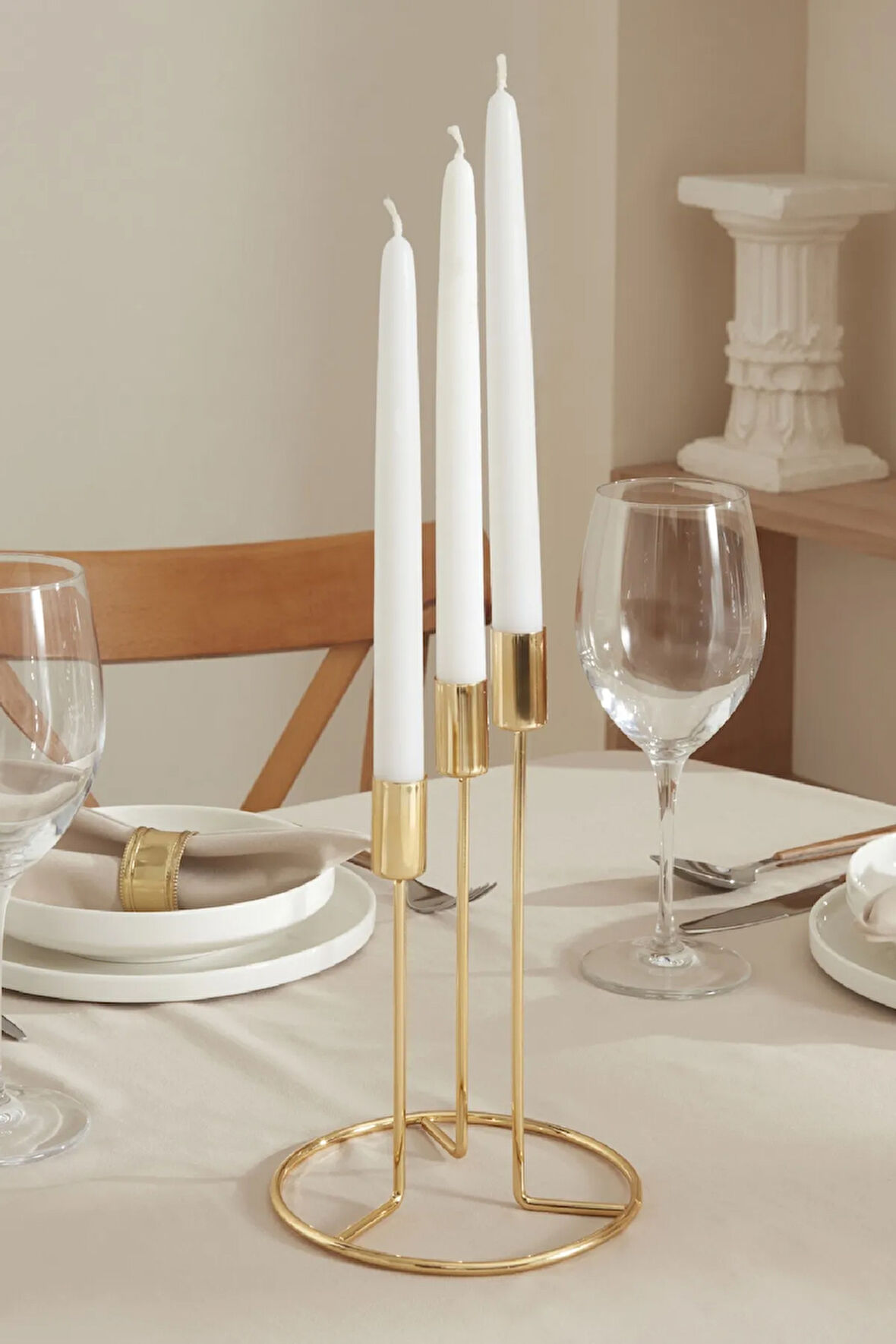 Karaca Home Siela 3'lü Şamdan Gold