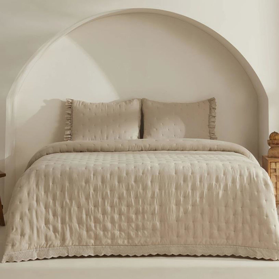 Karaca Home Aurora Bej Çift Kişilik Yatak Örtüsü