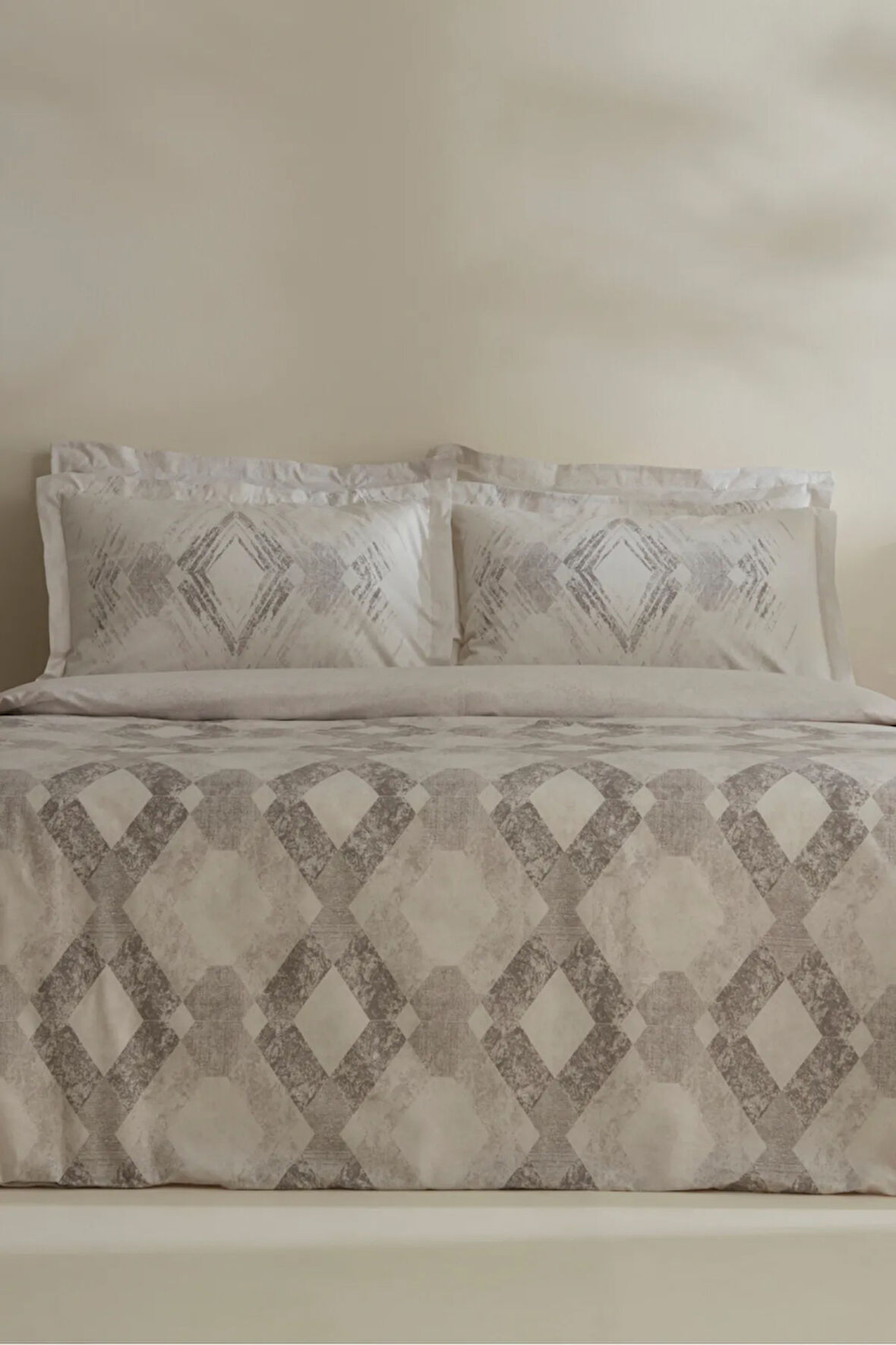 Karaca Home Chain %100 Pamuk 120 Tel Çift Kişilik Saten Nevresim Takımı Gri