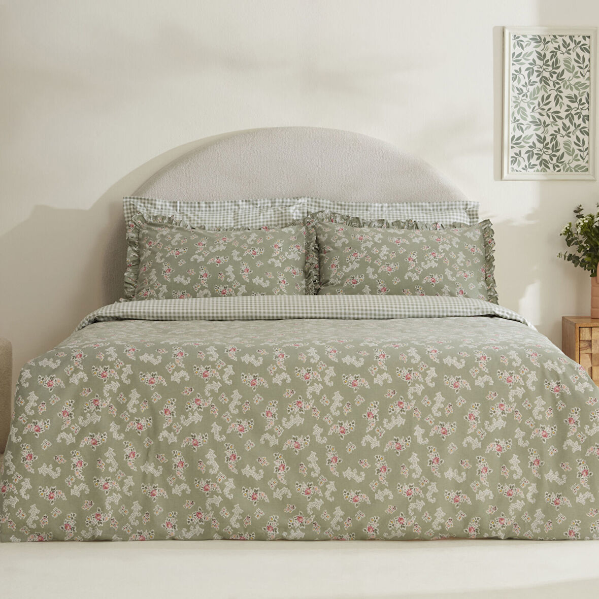 Karaca Home Carlo %100 Pamuk Tek Kişilik Nevresim Takımı Adaçayı