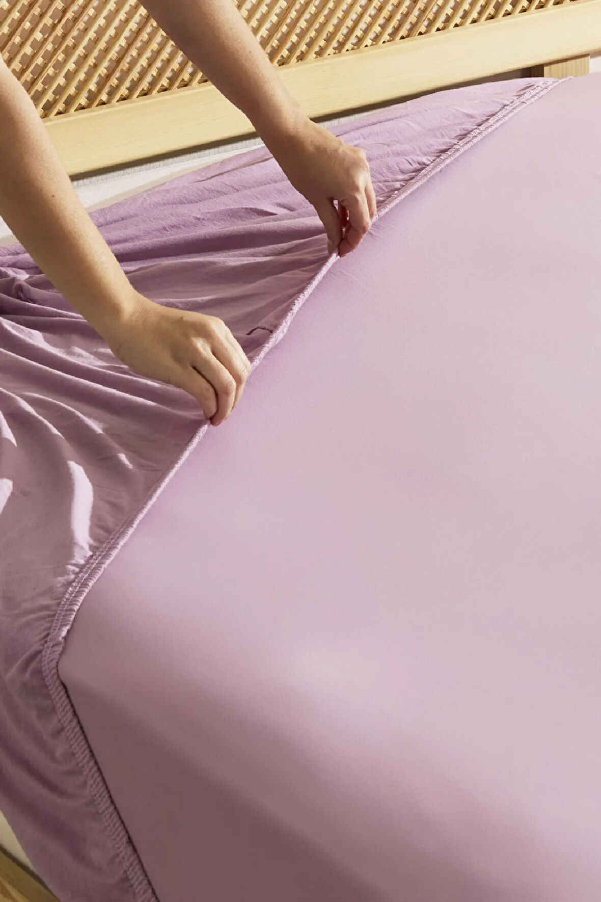 Karaca Home Penye Çift Kişilik %100 Pamuk Lastikli Çarşaf Pembe