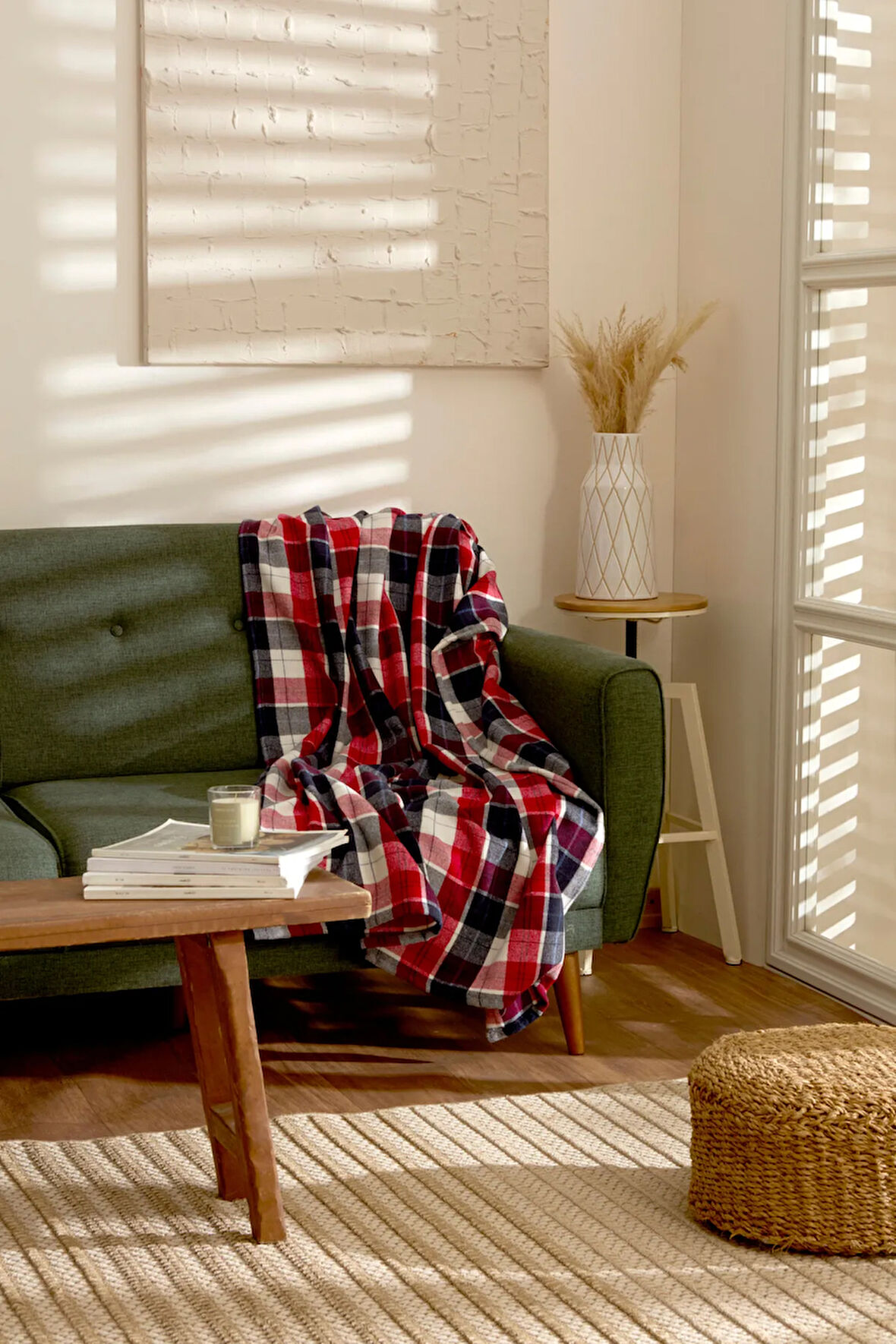 Karaca Home Flanel Throw Tv Battaniyesi Bordo/Bej