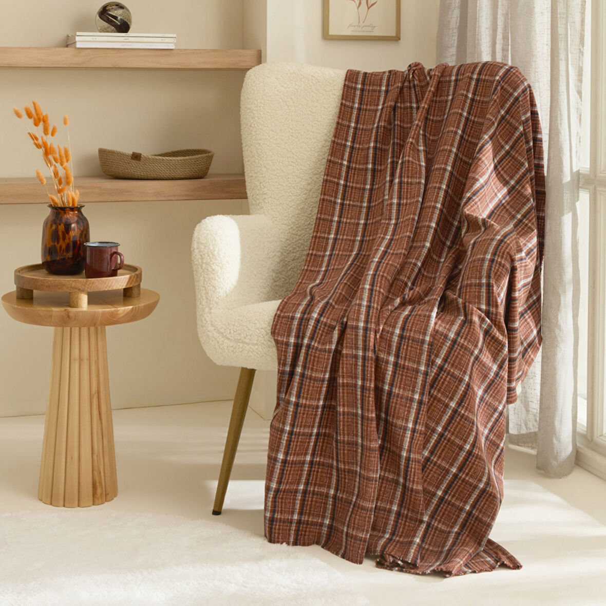 Karaca Home Flanel Throw Tv Battaniyesi Kahve