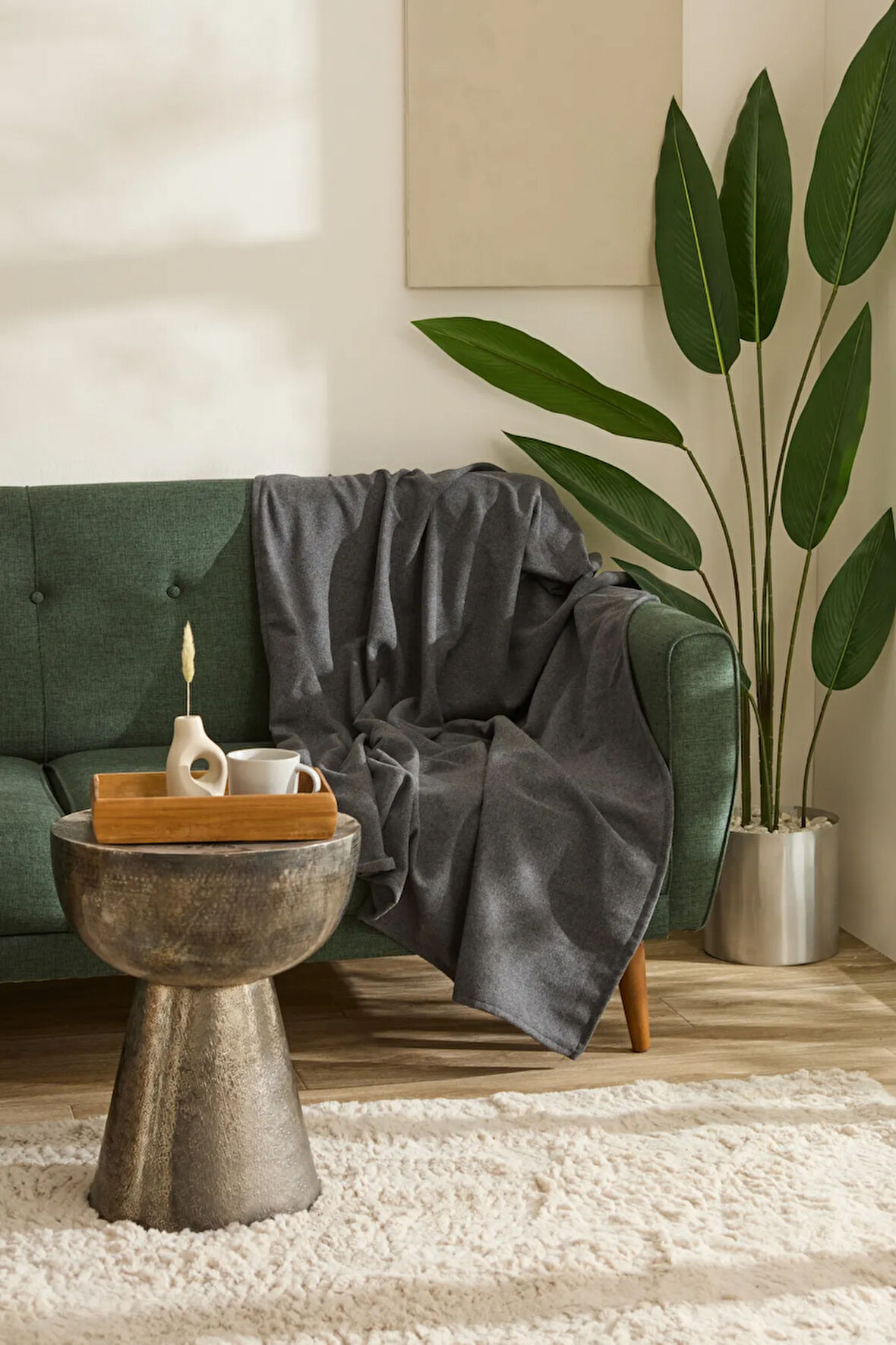 Karaca Home Flanel Throw Tv Battaniyesi Koyu Gri