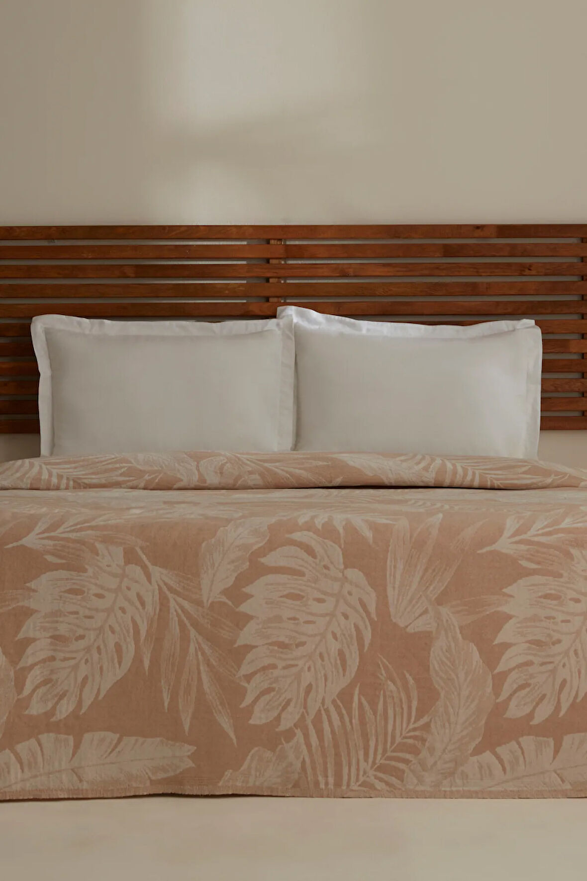 Karaca Home Leafy Sea Müslin Çift Kişilik Tek Pike Bej