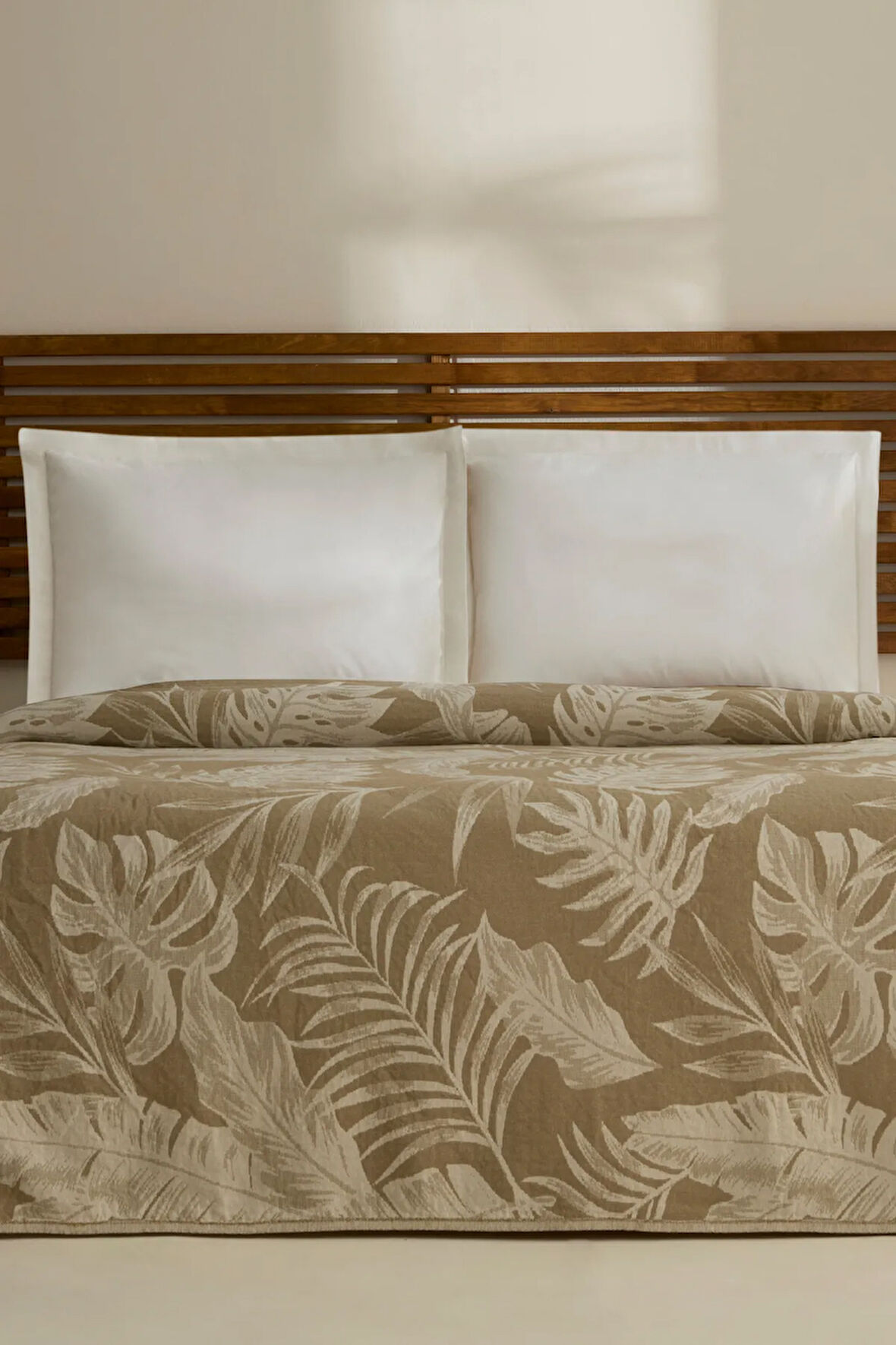 Karaca Home Leafy Sea Müslin Çift Kişilik Tek Pike Haki