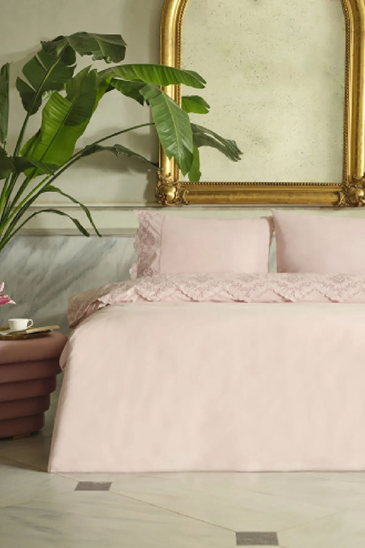Karaca Home Chole Brodeli %100 Pamuk Çift Kişilik Nevresim Takımı Pudra