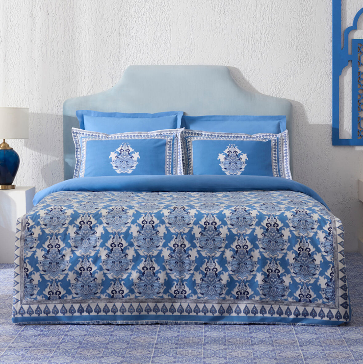 Karaca Home Casandra %100 Pamuk Çift Kişilik Nevresim Takımı Mavi