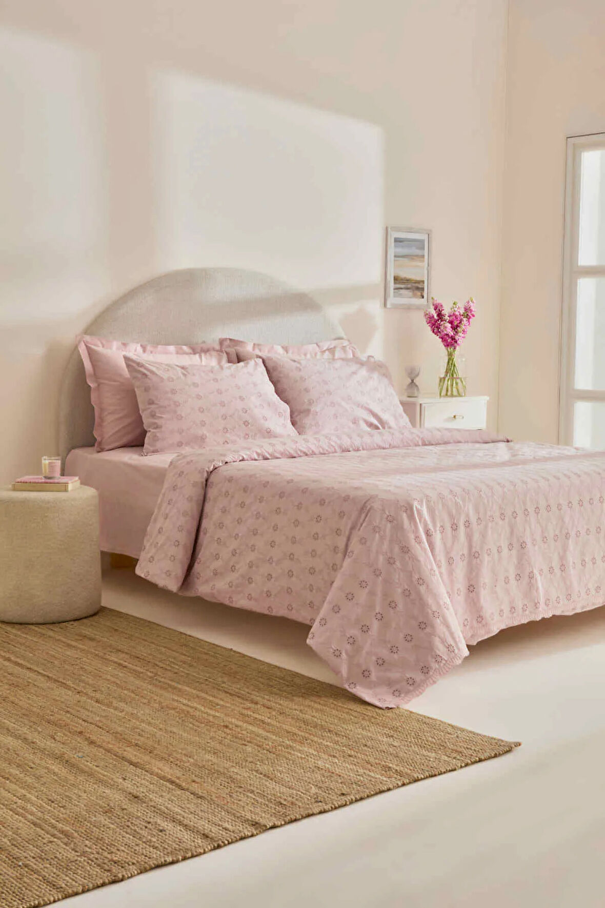 Karaca Home Vivien Brodeli %100 Pamuk Çift Kişilik Nevresim Takımı Pudra