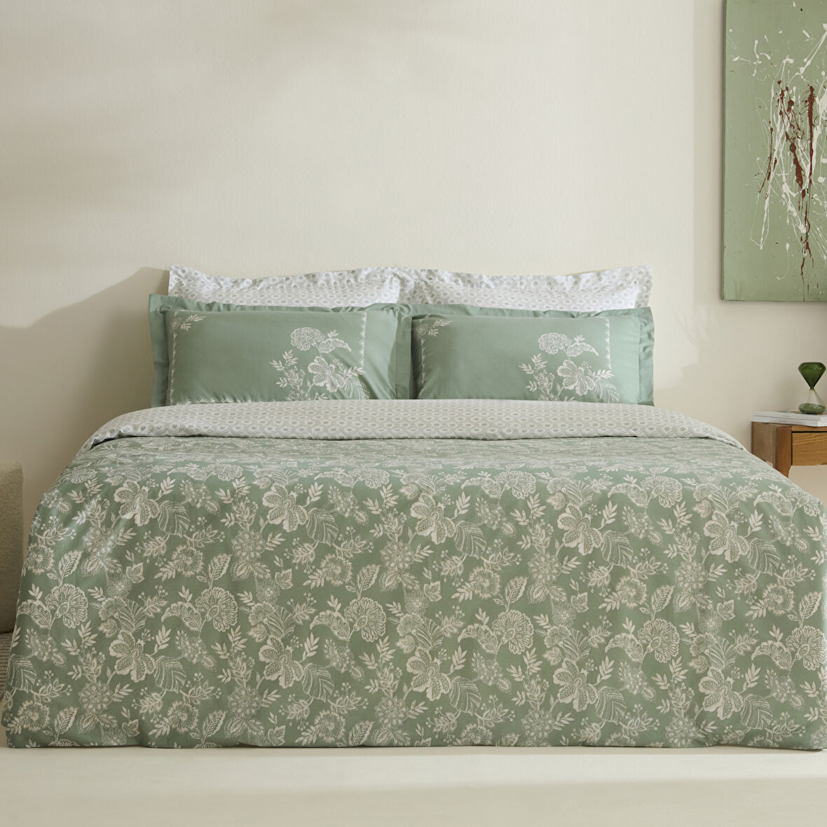 Karaca Home Haven %100 Pamuk Çift Kişilik Nevresim Takımı Koyu Mint 