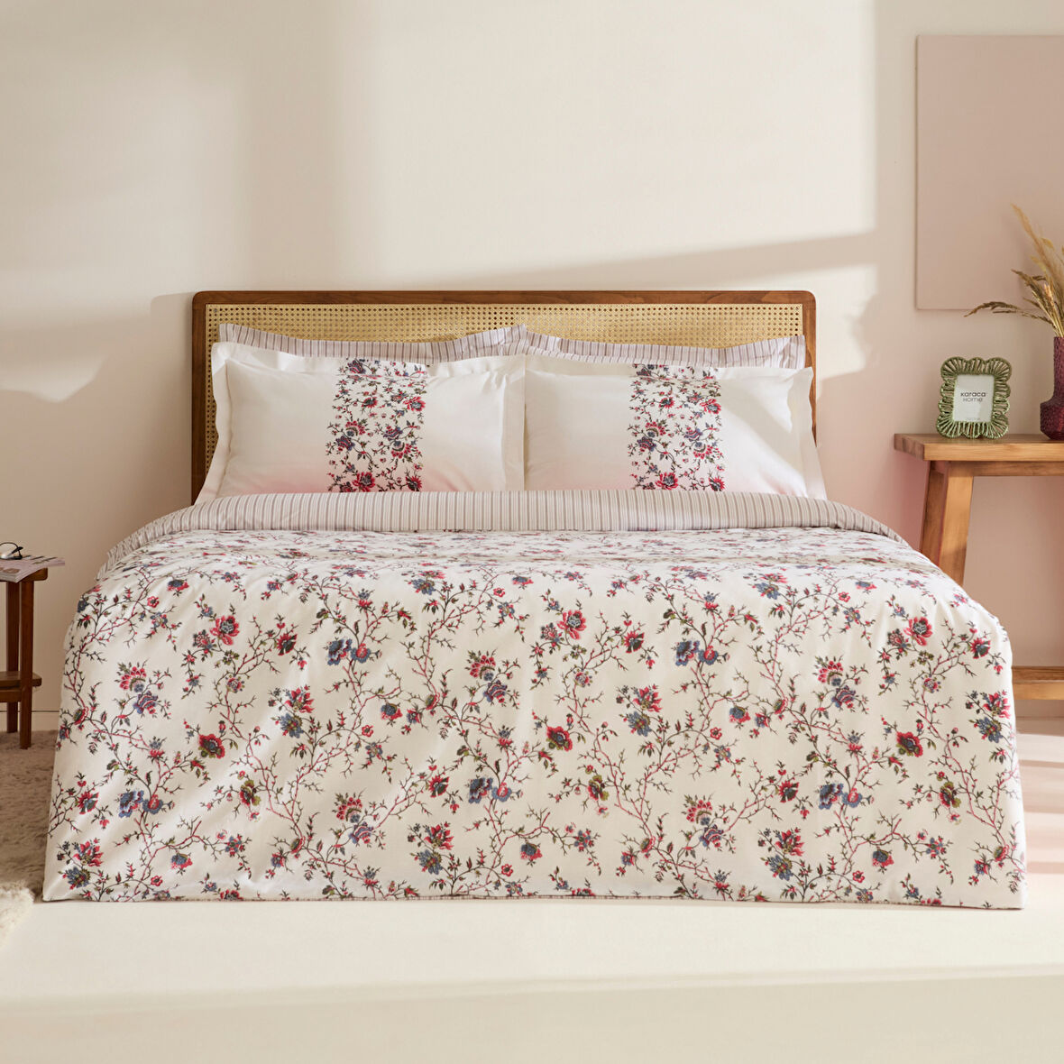 Karaca Home Inara %100 Pamuk Çift Kişilik Nevresim Takımı Kırmızı