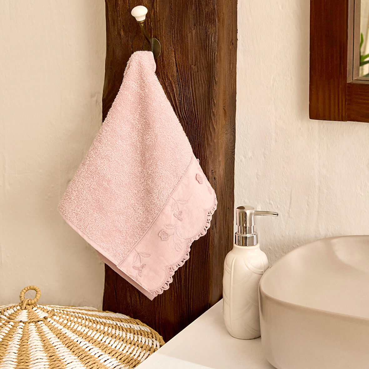 Karaca Home Artisan Cluster %100 Pamuk El Havlusu Pudra 30x50 cm