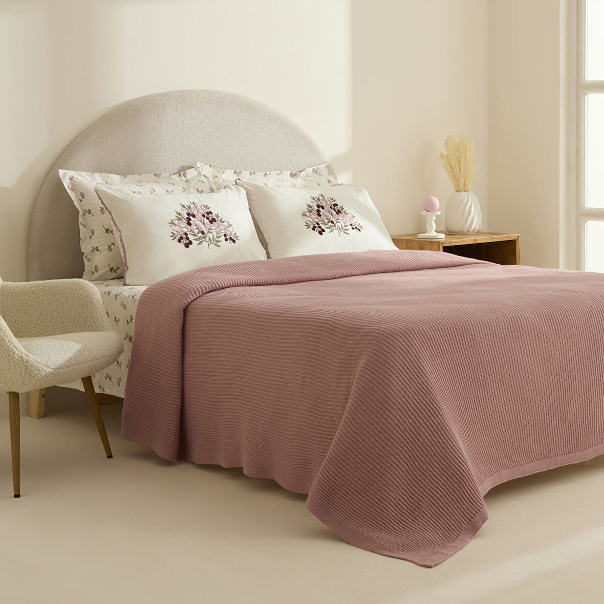 Karaca Home Rubelia Mürdüm Nakışlı Çift Kişilik Nish Set