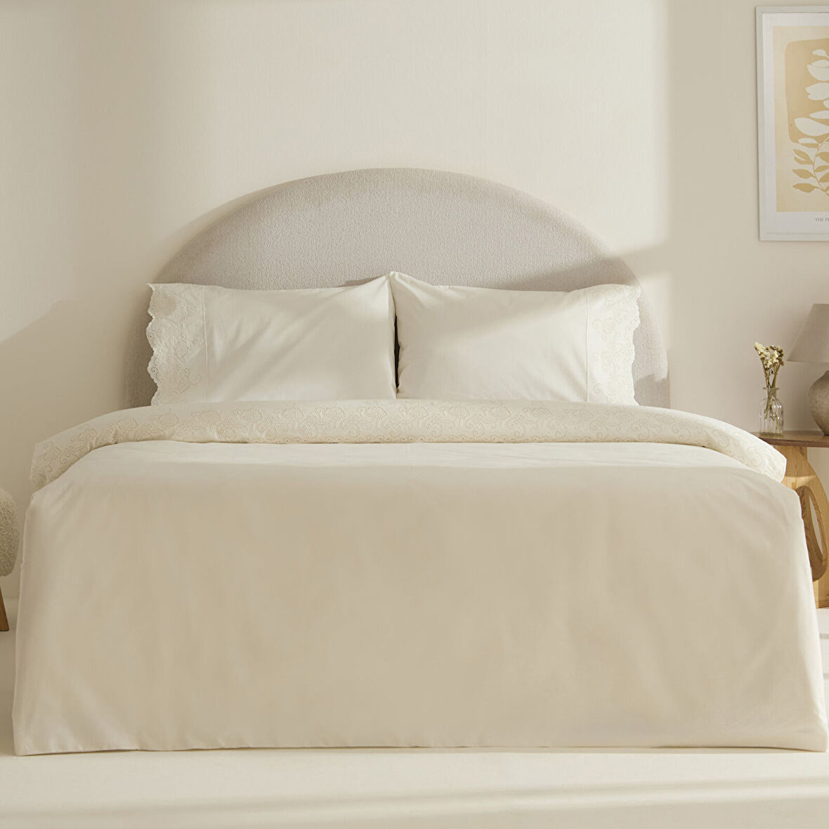 Karaca Home Avenza Brodeli Çift Kişilik Nevresım Takımı Beyaz