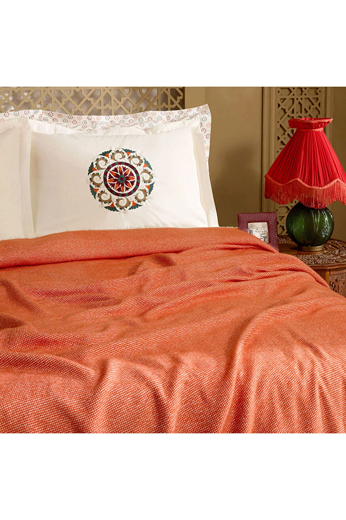 Karaca Home Andalisa %100 Pamuk Nakışlı Çift Kişilik Nish Set Bordo