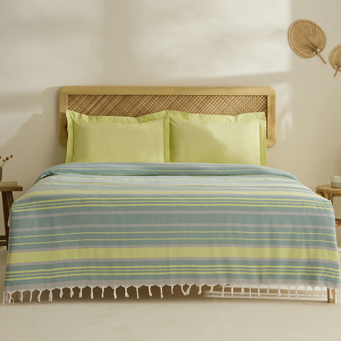 Karaca Home Lynora Çift Kişilik Peştamal Pike Takımı Haki