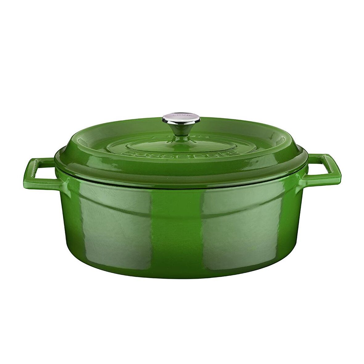 Lava Döküm Oval Tencere. Ölçü 21x25cm.  - Yeşil