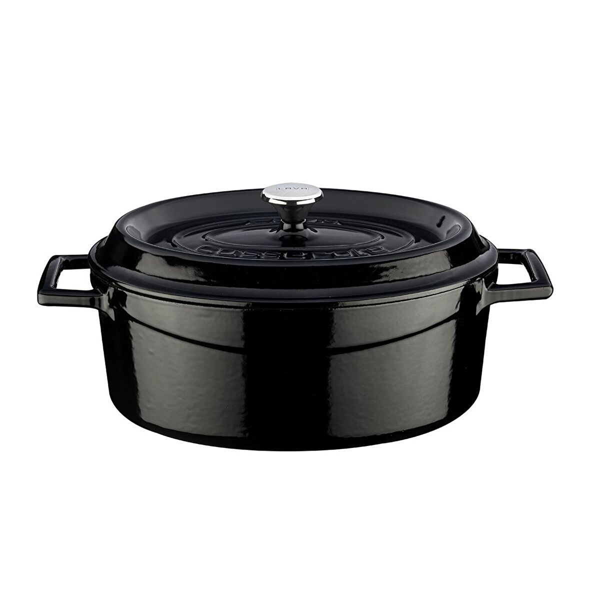 Lava Döküm Oval Tencere. Ölçü 21x25cm.  - Siyah