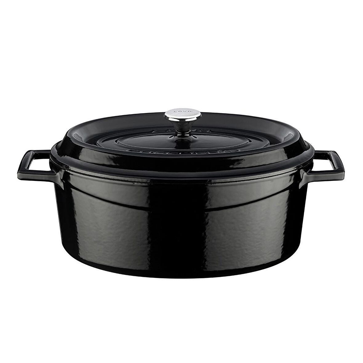 Lava Döküm Oval Tencere. Ölçü 21x27cm.  - Siyah