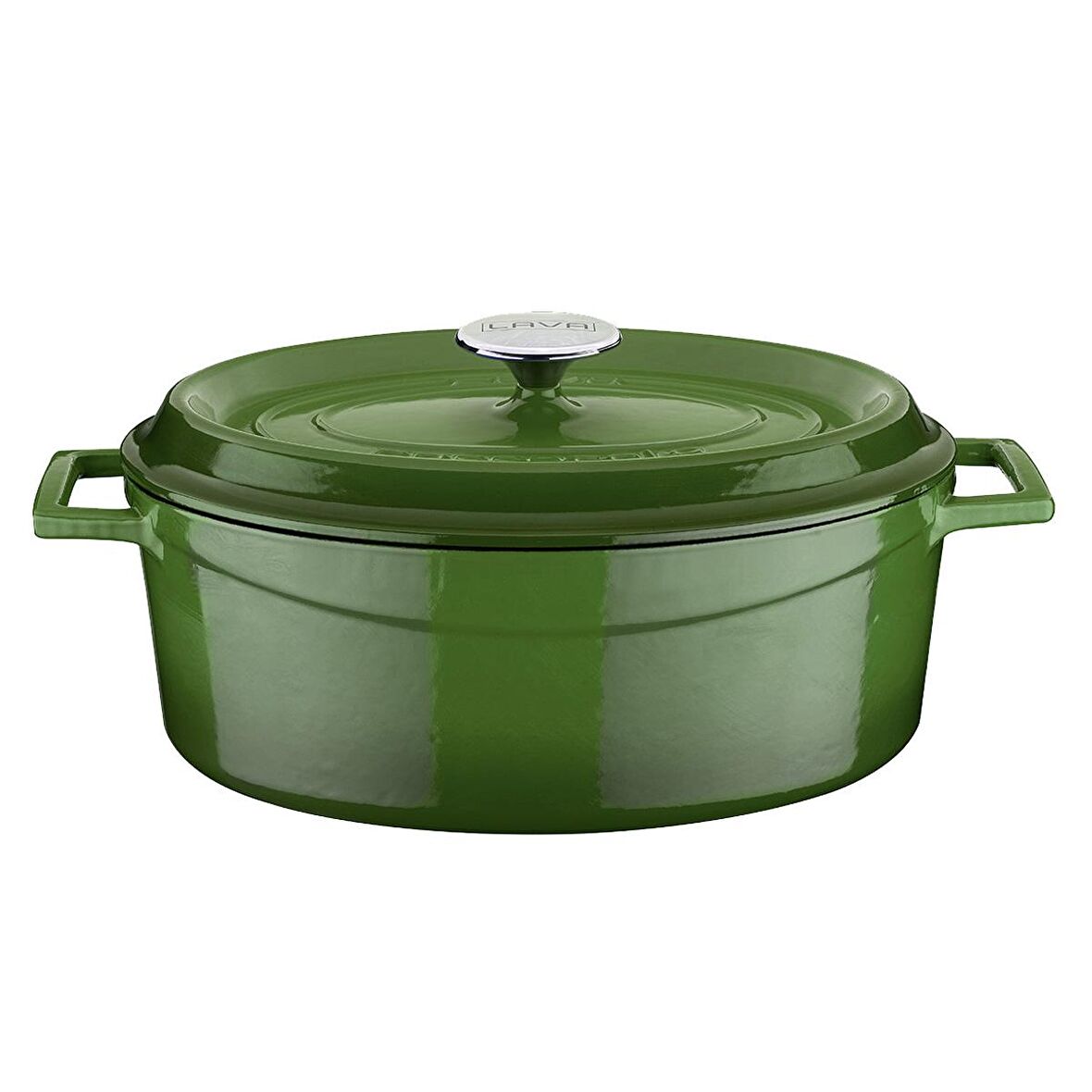 Lava Döküm Oval Tencere. Ölçü 23x29cm.  - Yeşil