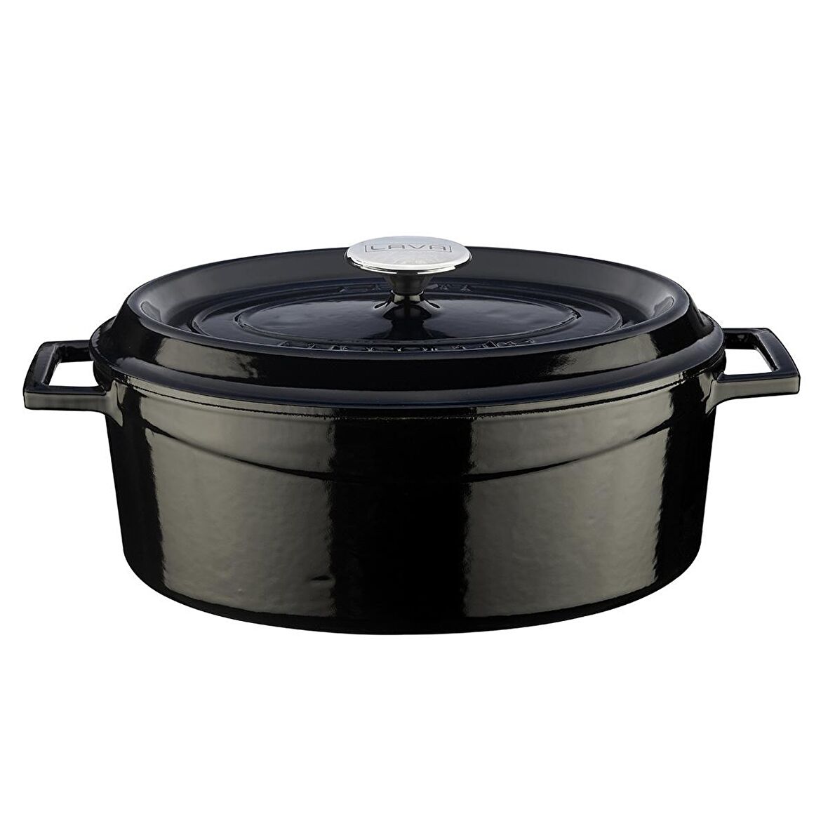 Lava Döküm Oval Tencere. Ölçü 23x29cm.  - Siyah