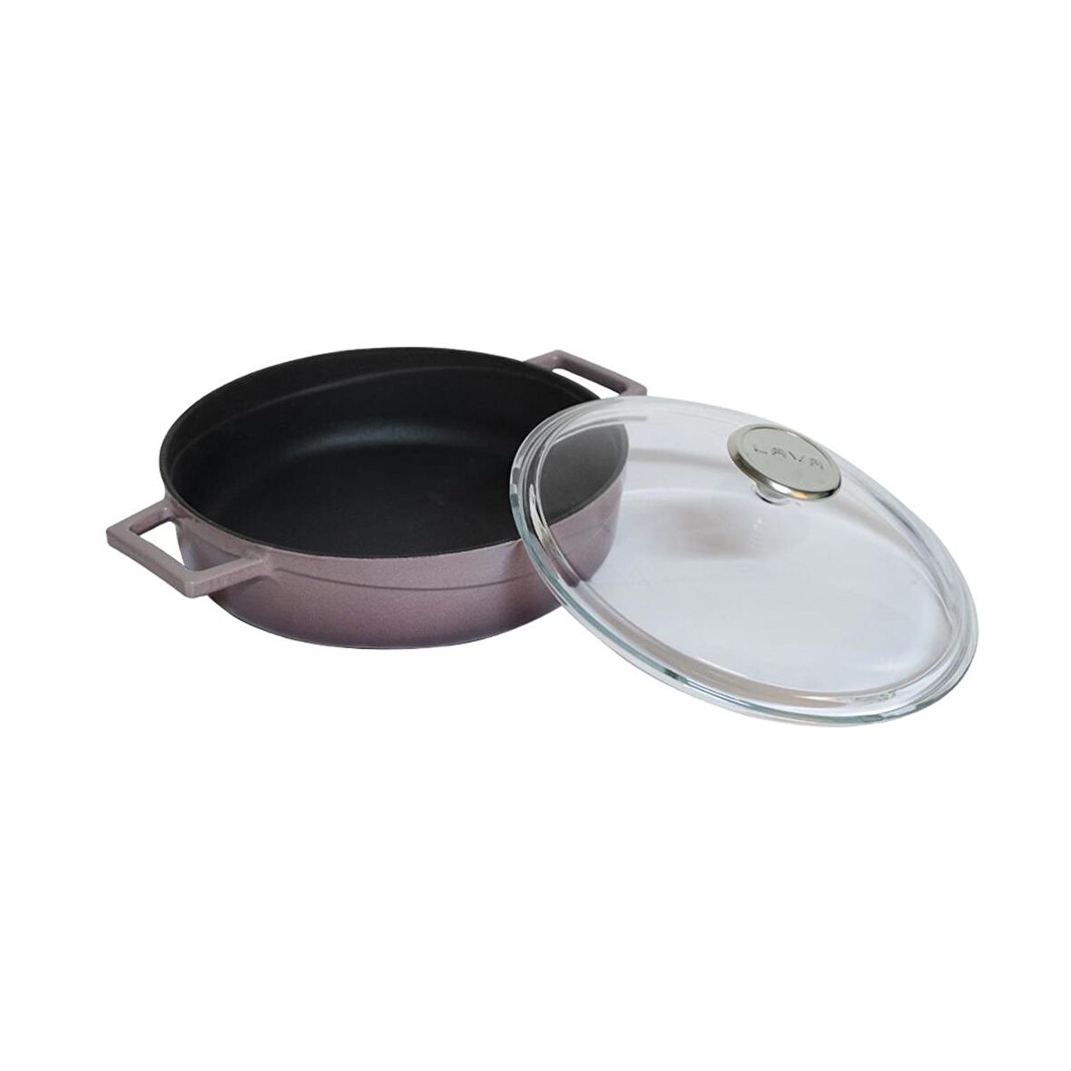 Lava Döküm Çok Amaçlı Yayvan Tencere. Glaze Serisi Çap(Ø)24cm. - Kırmızı