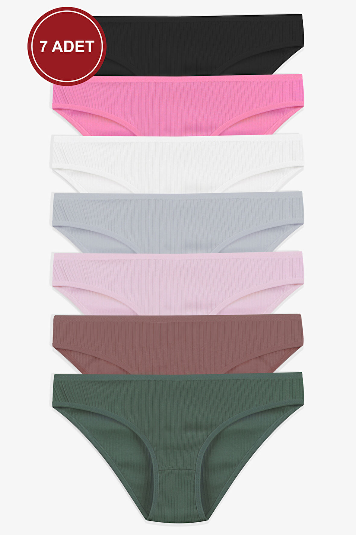 Kadın 7'li Fitilli Pamuklu Ribanalı Külot