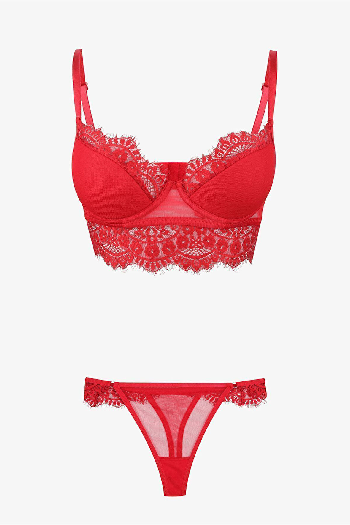 Dantelli Tüllü Sütyen Takım