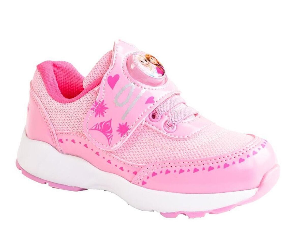 Elsa Anna Kız Çocuk Işıklı Pembe Spor Ayakkabı Beyaz Sneaker