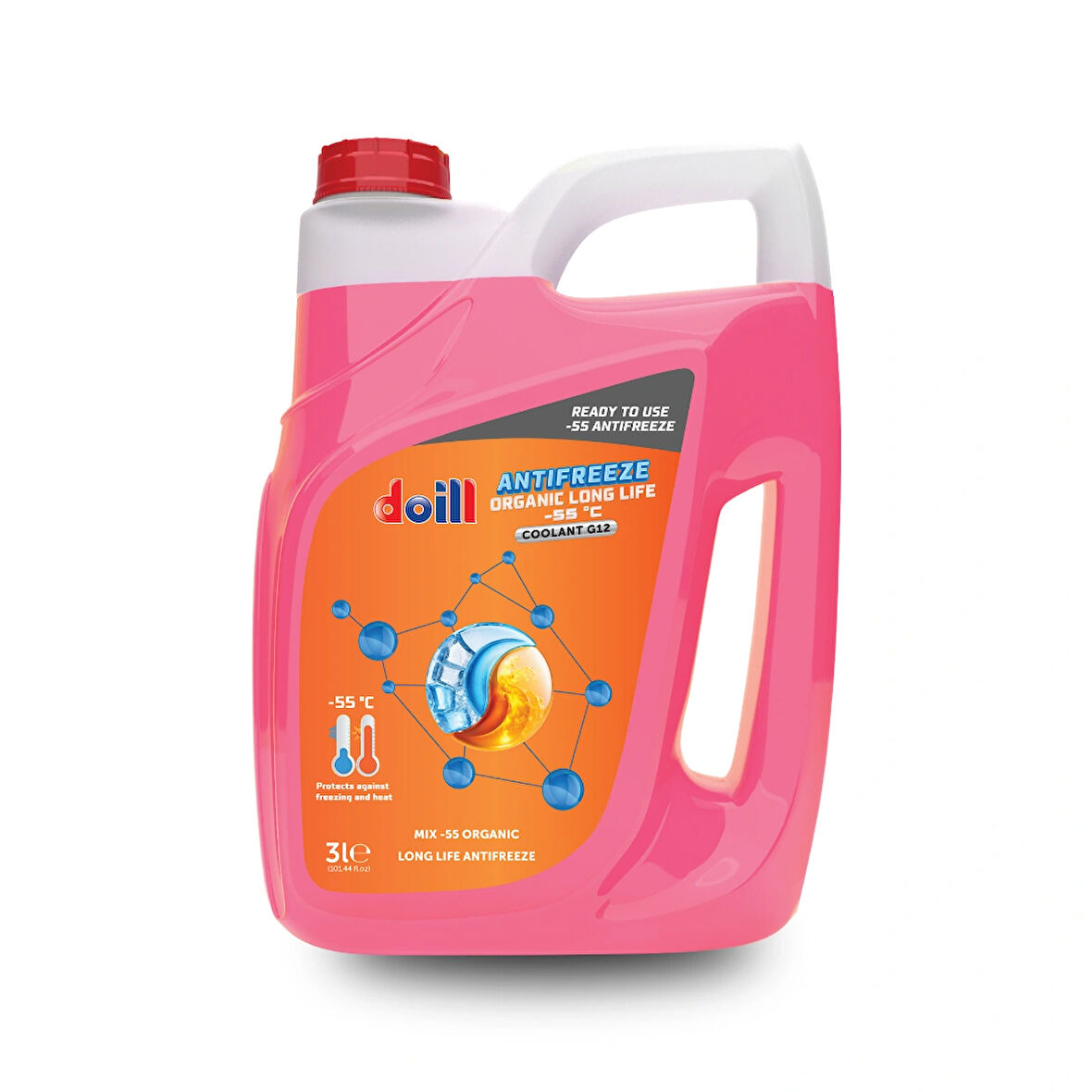 -55 Derece Hazır Karışım 3 Litre Kırmızı Organik Antifriz - G12 (Üretim Yılı: 2025)